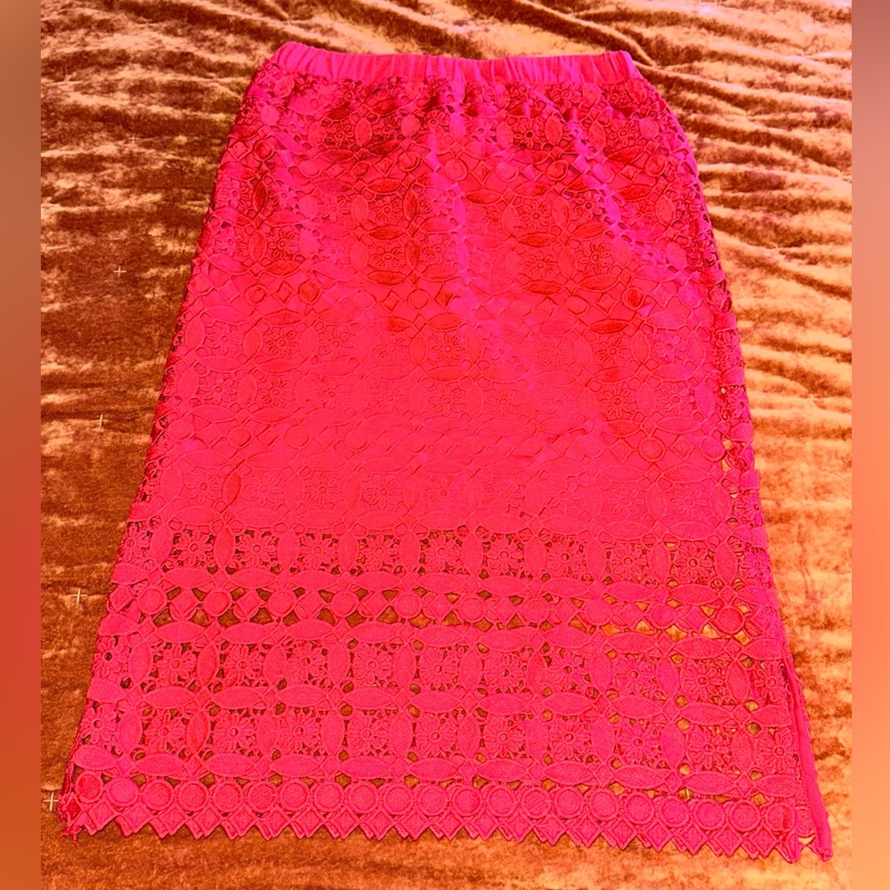 Lili’s Closet Red Lace Skirt - Anthropologie - XS